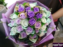 30송이 퍼플비누꽃돈!꽃다발~/부산지역만배송이가능합니다(선물하실현금은 별도로 입금부탁드립니다)