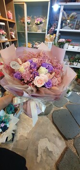 핑크 보라 파스텔톤 비누꽃드라이플라워꽃다발/부산지역만배송이가능합니다(강서구기장제외입니다)