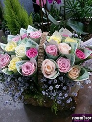 20송이 파스텔장미 돈!꽃바구니~/부산지역만 배송이 가능합니다(선물하실현금은 별도로 입금 부탁드립니다)