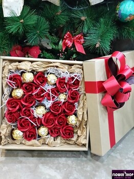 비누꽃 꽃박스(사탕또는쵸콜릿믹스)/부산지역만배송이 가능합니다(강서구기장제외입니다)