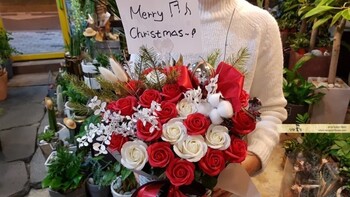  크리스마스 비누꽃꽃바구니 드라이플라워 센터피스/부산지역꽃배달 기장강서구제외/부산지역꽃배달 기장강서구제외