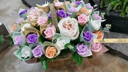 핑크파스텔비누꽃 돈!꽃바구니~~/부산지역만 배송이 가능합니다(선물하실돈은 별도로 입급부탁드립니다)